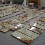 Classical green onyx slab and tiles for countertops