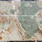 Green onyx slab and tiles for countertops