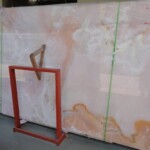 Pink onyx slab and tiles for countertops