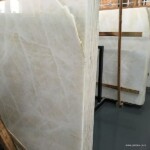 White ice onyx slab and tiles for countertops