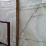 White onyx slab and tiles for countertops